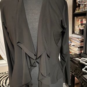 Sympli Women's Size 14 Black Open Waterfall Cardigan Sweater Nylon Short Jacket